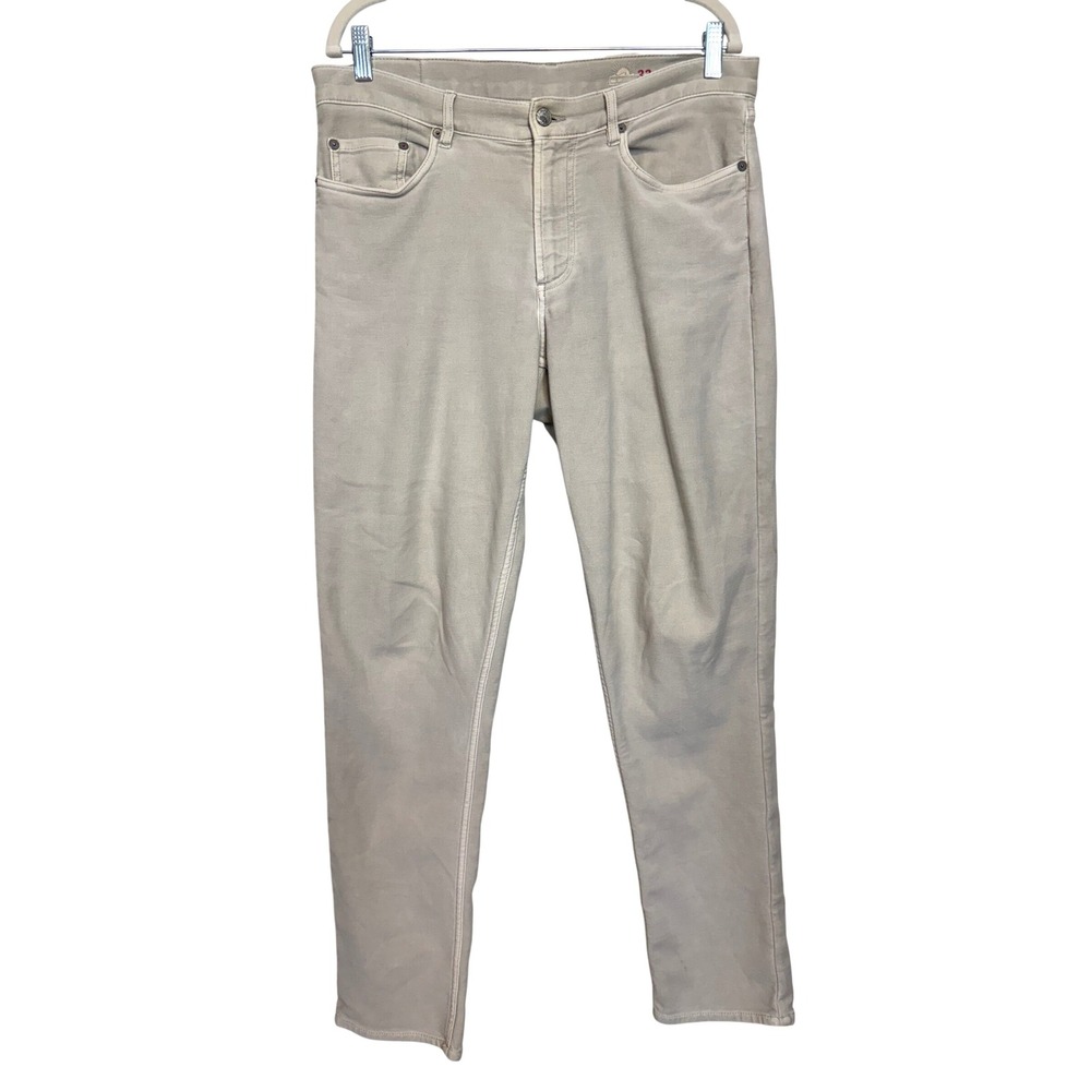 Faherty Brand Mens Stretch Terry 5-Pocket Pants Stone Beige 33 MBC0020-STN